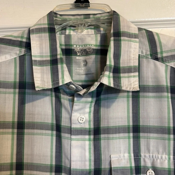 Mountain HardWear men’s white plaid short sleeve button down shirt size small - Picture 2 of 8